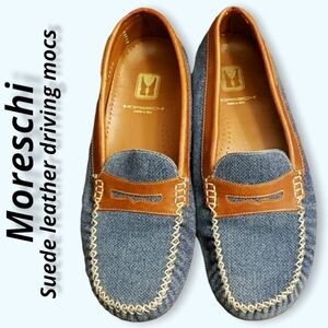 Moreschi Bahamas Nubuck Suede Driving Mocs Made in Italy 38.5 Unisex VGUC